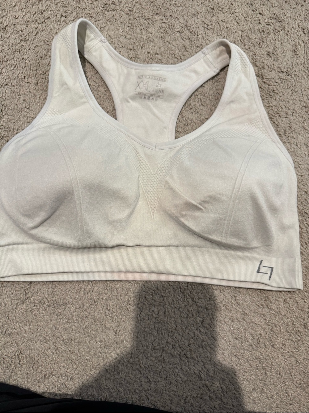 Athleta Off-White Racerback Support Sports Bra